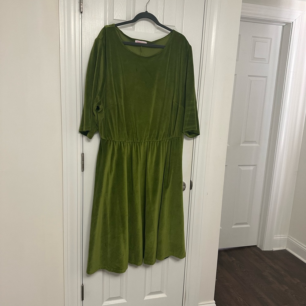 LoudBodies 4X green velvet Lucy dress